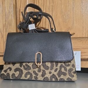 Stylish Black and Tan Leopard Print Women's Bag